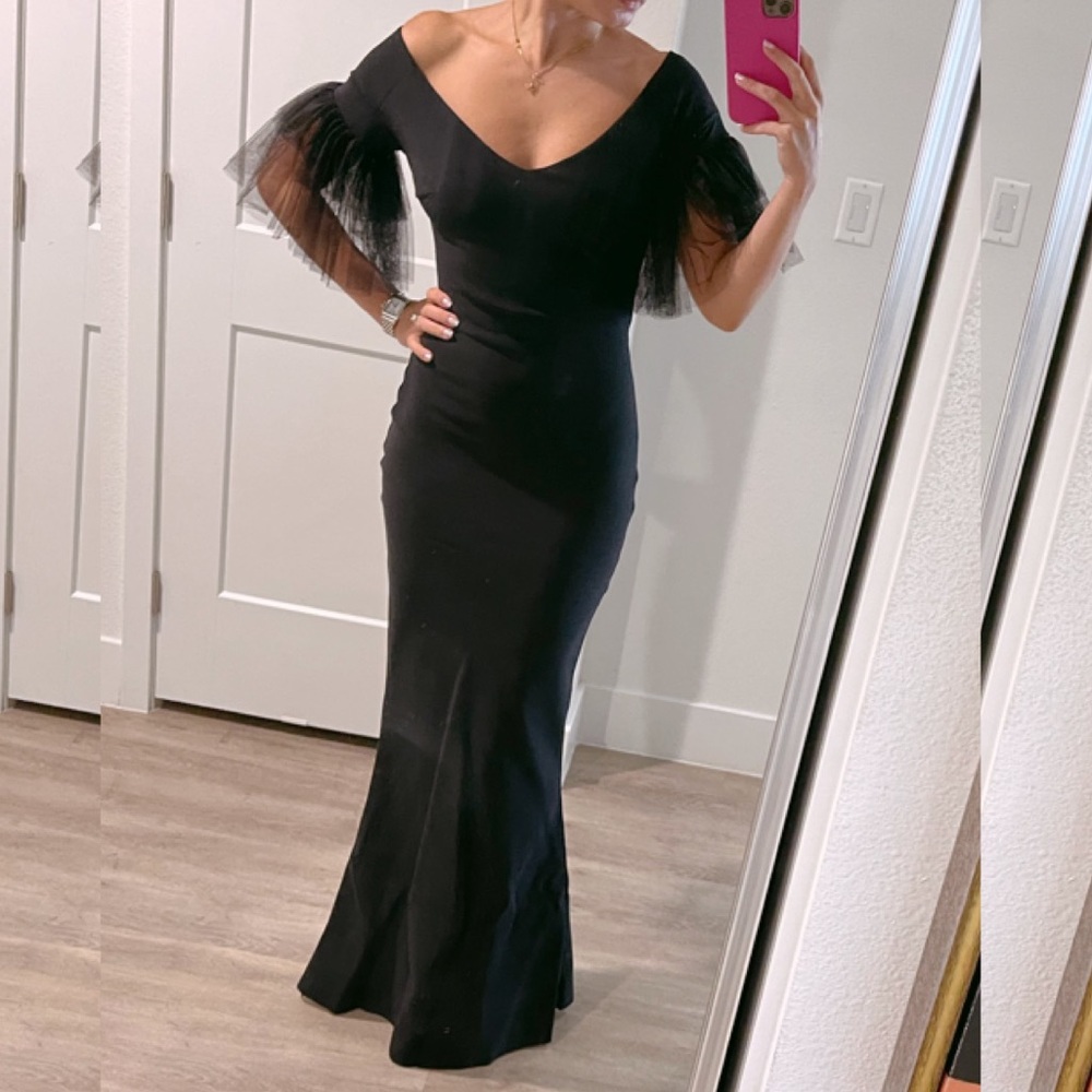 Chiara Boni Black off shoulder gown
